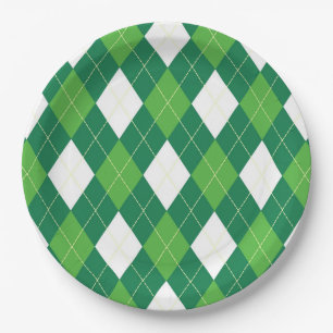 Plato De Papel Patrón de arglos, verde y blanco