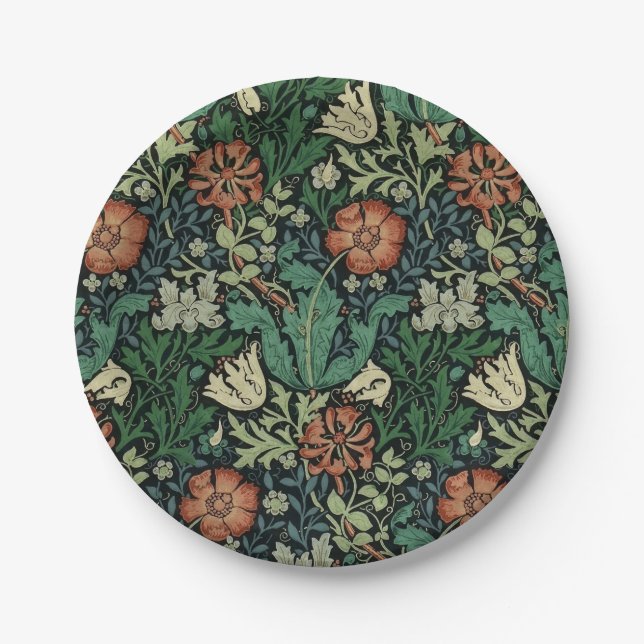 Plato De Papel Patrón de Art Nouveau floral William Morris Compto (Anverso)