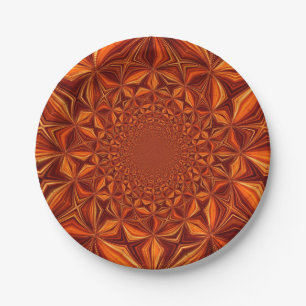 Plato De Papel Patrón de arte digital caleidoscopio rojo-67546