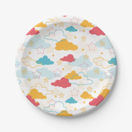 Plato De Papel Patrón de arte retro Starry Sky colorido