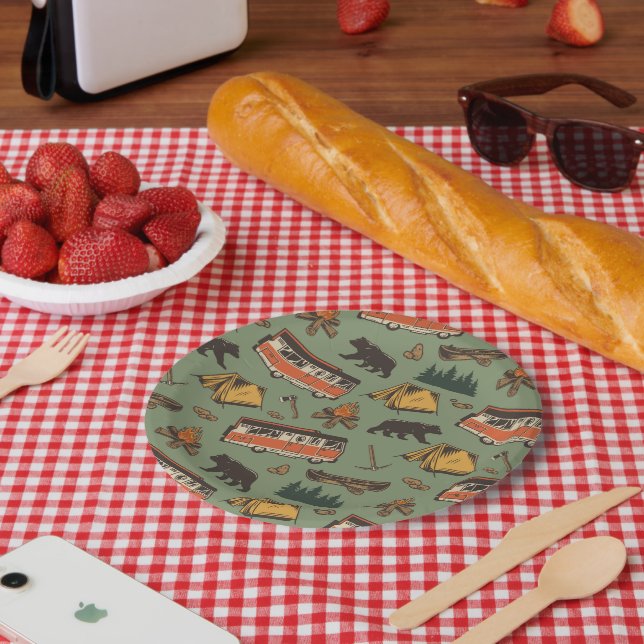 Plato De Papel Patrón de aventuras de los Campamentos Domésticos (Picnic)