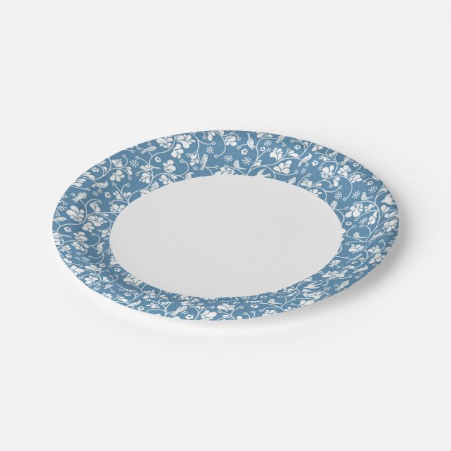 Plato De Papel patrón de aves y plantas ornamentadas (Angular)