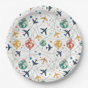 Plato De Papel Patrón de aviación de viaje global (2)