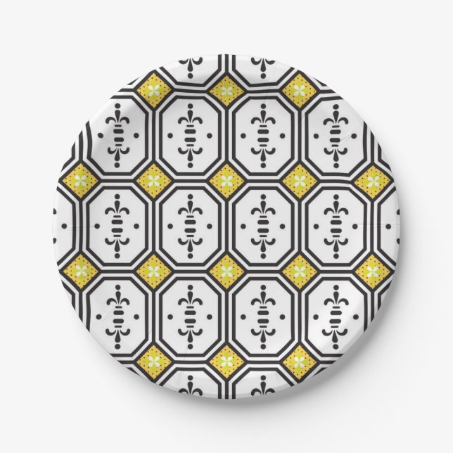 Plato De Papel Patrón de azulejos de cerámica (Anverso)