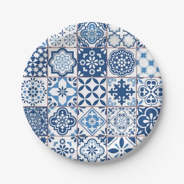 Plato De Papel Patrón de azulejos de cerámica (Anverso)