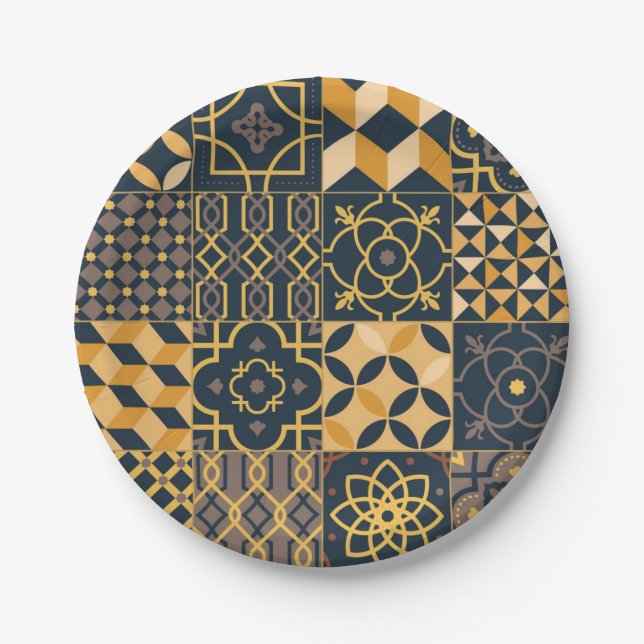 Plato De Papel Patrón de azulejos de cerámica (Anverso)