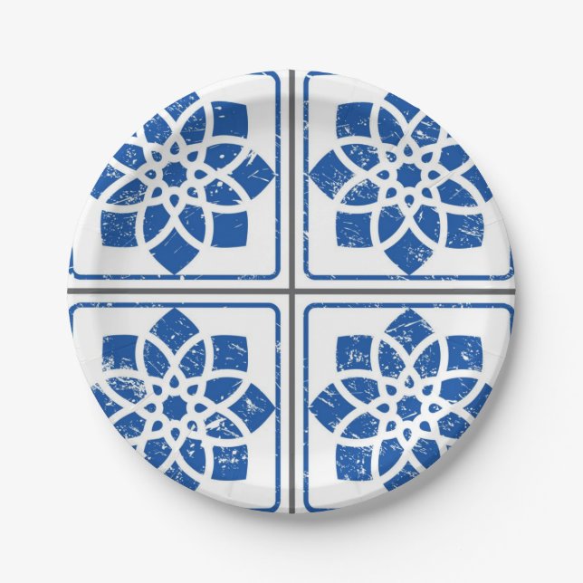 Plato De Papel Patrón de azulejos de cerámica (Anverso)