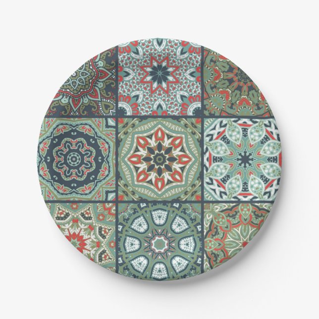 Plato De Papel Patrón de azulejos de cerámica (Anverso)