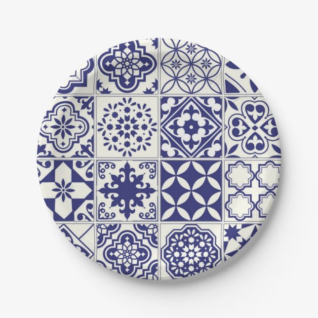 Plato De Papel Patrón de azulejos de cerámica (Anverso)