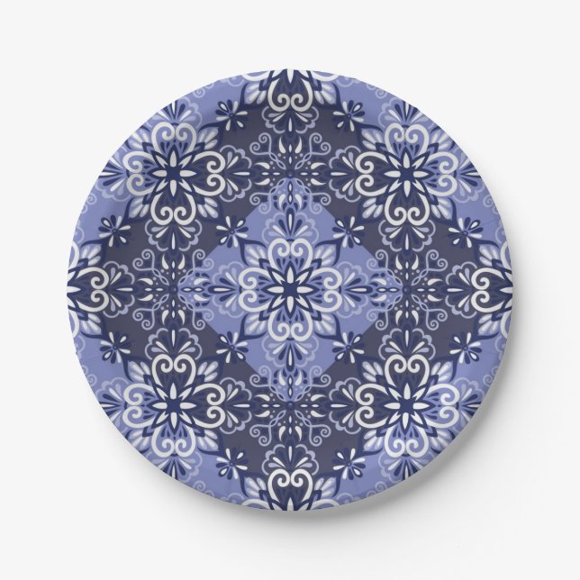 Plato De Papel Patrón de azulejos de cerámica (Anverso)