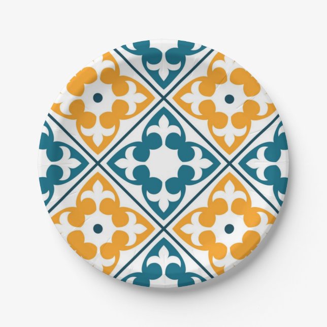 Plato De Papel Patrón de azulejos de cerámica (Anverso)