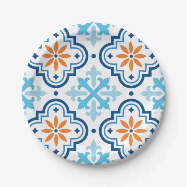 Plato De Papel Patrón de azulejos de cerámica (Anverso)