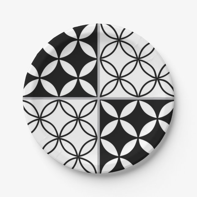 Plato De Papel Patrón de azulejos de cerámica (Anverso)