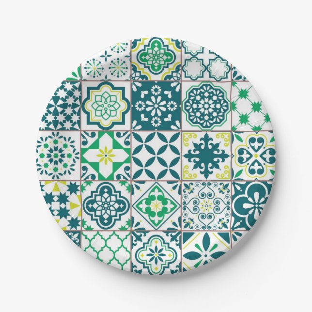 Plato De Papel Patrón de azulejos de cerámica (Anverso)