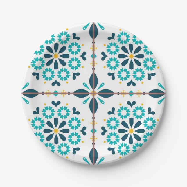 Plato De Papel Patrón de azulejos de cerámica (Anverso)