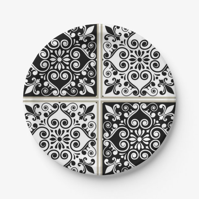 Plato De Papel Patrón de azulejos de cerámica (Anverso)