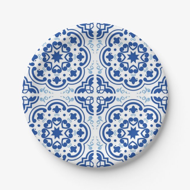 Plato De Papel Patrón de azulejos de cerámica (Anverso)