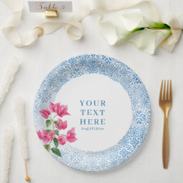 Plato De Papel patrón de azulejos mediterráneo