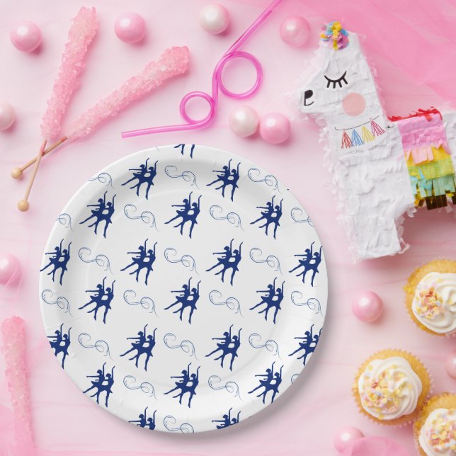 Plato De Papel Patrón de bailarín de ballet azul (Fiesta)