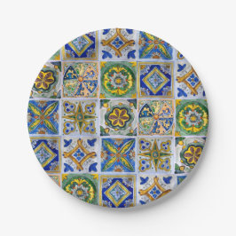 Plato De Papel Patrón de baldosas cerámicas sicilianas tradiciona