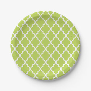 Plato De Papel Patrón de baldosas del Cuarteto Verde Kiwi