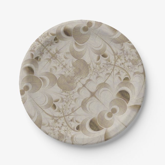 Plato De Papel Patrón de beige abstracto (Anverso)