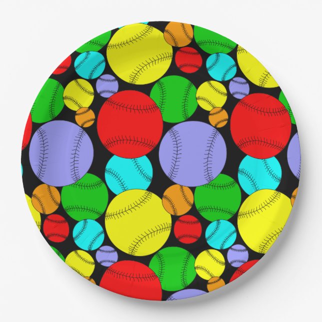 Plato De Papel Patrón de béisbol (Anverso)