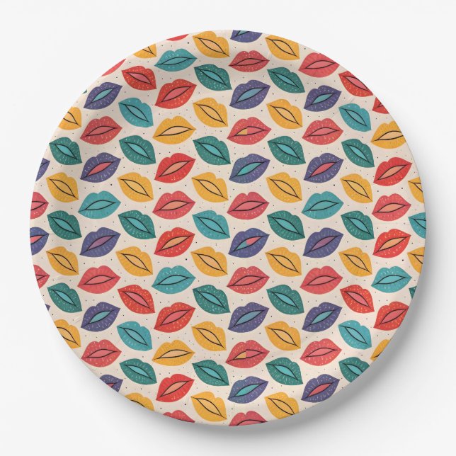 Plato De Papel Patrón de beso (Anverso)