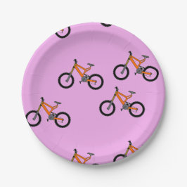Plato De Papel Patrón de bicicletas en rosa