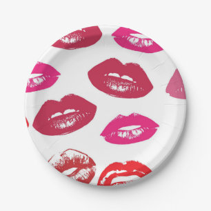 Plato De Papel Patrón de bocas rojas personalizado