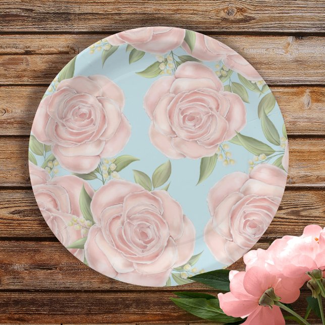 Plato De Papel Patrón de Bonito Rosa de Rubor bucal rosa (Subido por el creador)