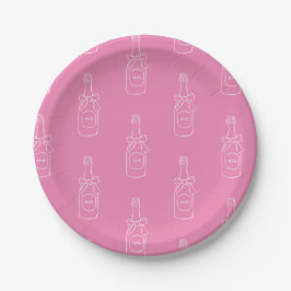 Plato De Papel Patrón de botella de champán de vino rosado para d