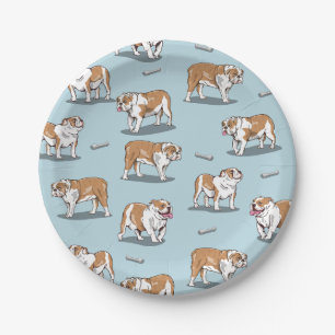 Plato De Papel Patrón de bulldog inglés