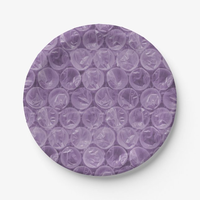 Plato De Papel patrón de burbujas de plástico morado (Anverso)