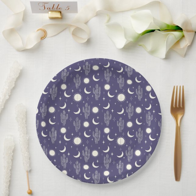 Plato De Papel Patrón de cactus blancos (Boda)