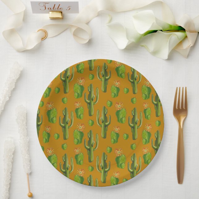 Plato De Papel Patrón de Cactus salvaje (Boda)