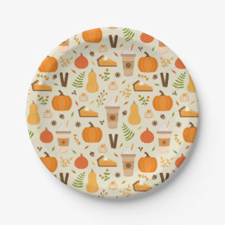 Plato De Papel Patrón de caída del Naranja divertido
