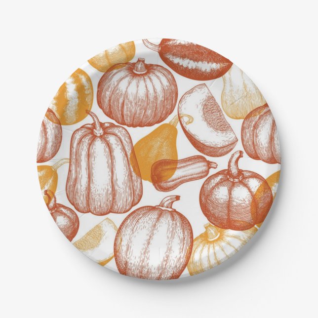 Plato De Papel Patrón de calabaza (Anverso)