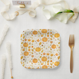 Plato De Papel Patrón de calabaza | Acción de gracias