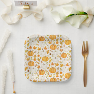 Plato De Papel Patrón de calabaza   Acción de gracias