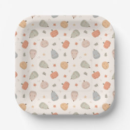 Plato De Papel Patrón de calabaza de Cuta Feliz - Placas de papel