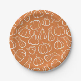 Plato De Papel Patrón de calabaza naranja Otoño Halloween Fiesta