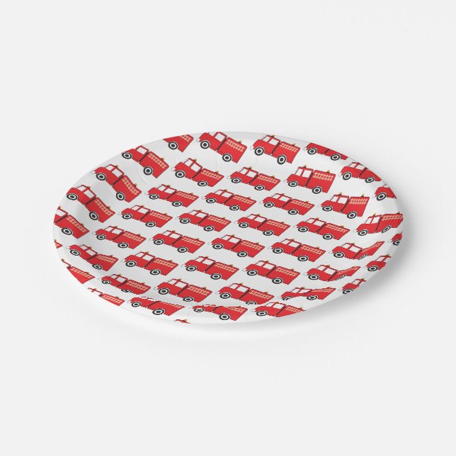 Plato De Papel Patrón de camiones de incendios rojos (Angular)