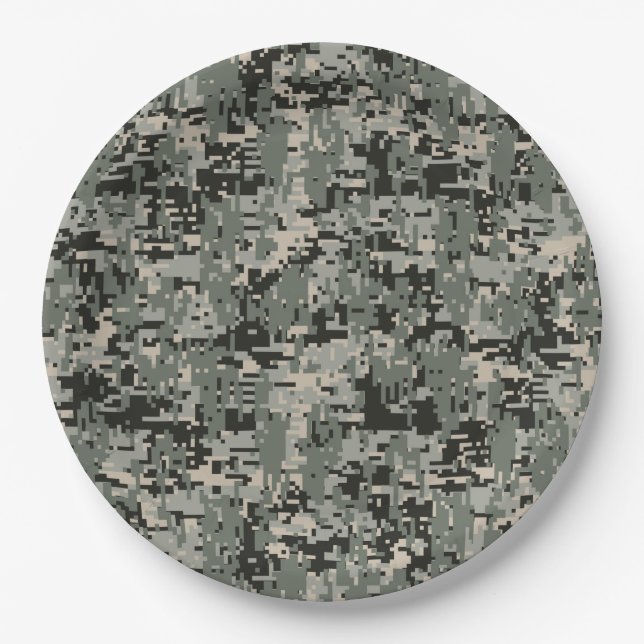 Plato De Papel Patrón de camo digital militar clásico (Anverso)