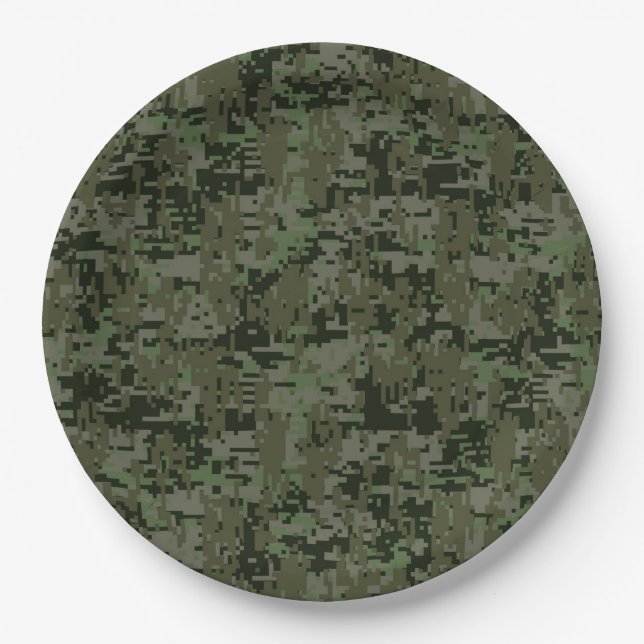 Plato De Papel Patrón de camo digital militar clásico (Anverso)