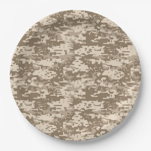 Plato De Papel Patrón de camo digital militar clásico