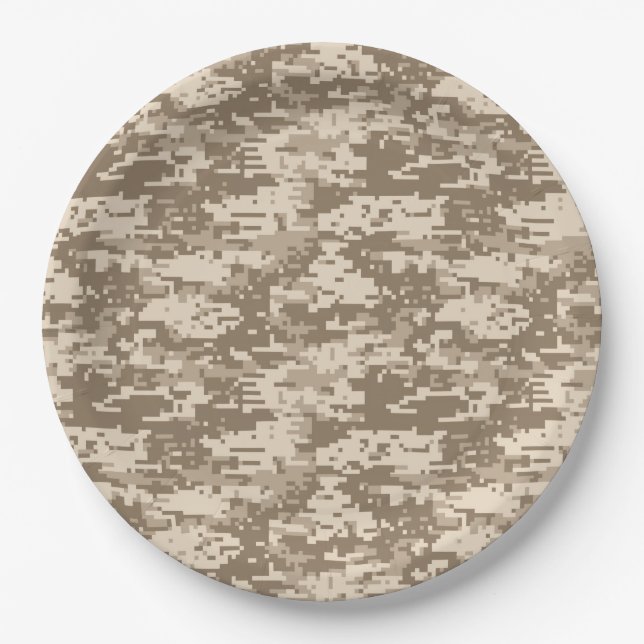 Plato De Papel Patrón de camo digital militar clásico (Anverso)