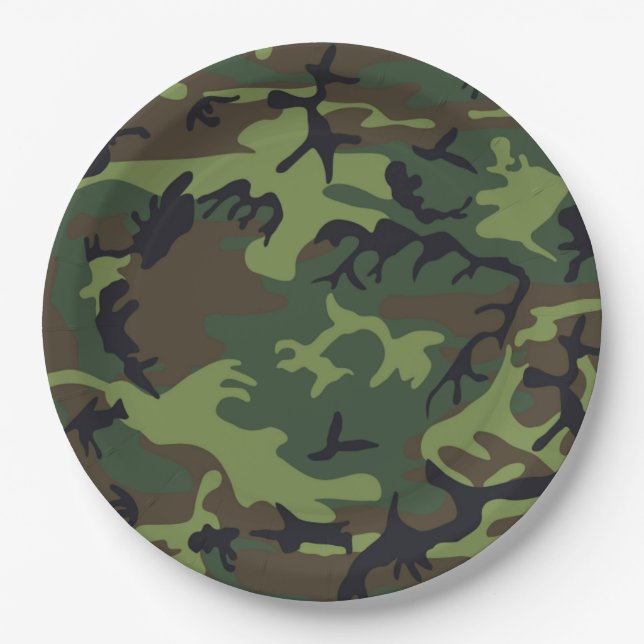 PLATO DE PAPEL PATRÓN DE CAMUFLAJE (Anverso)