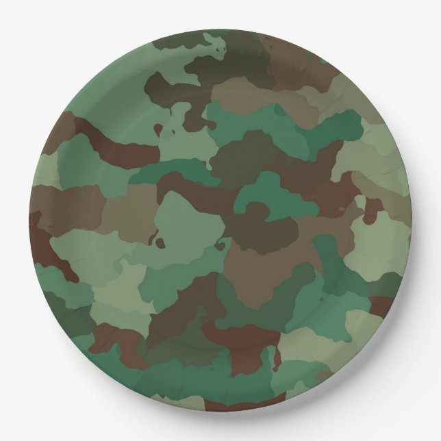 Plato De Papel Patrón de camuflaje militar (Ejército) (Anverso)