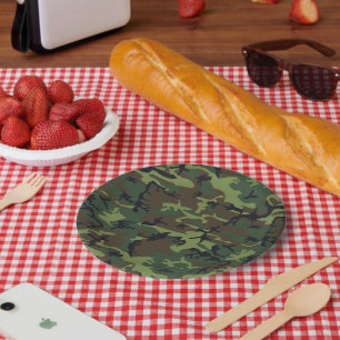 Plato De Papel Patrón de camuflaje verde, patrón militar, ejércit